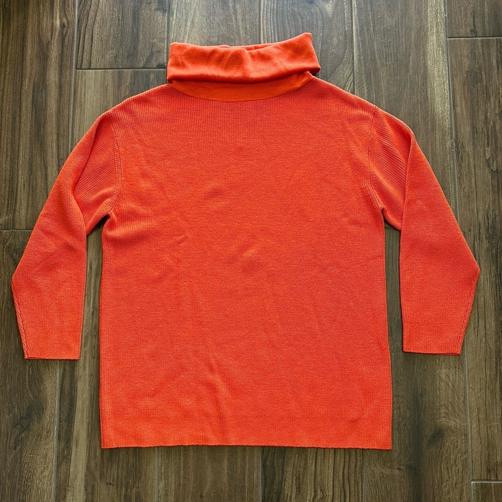 Edinburgh Knitwear Ribbed Roll Neck Sweater‎ Marmalade Orange EK183 Mens Medium